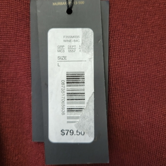 Murano Merino wool Crewneck sweater Wine Red L - Picture 7 of 8